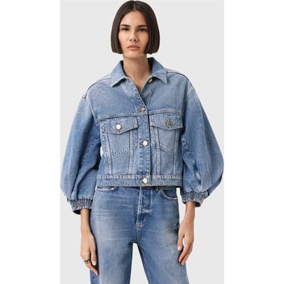 AllSaints Luca Denim Jacket Mid Indigo Taglia: 12 | Giacche di jeans Outlet | Donna | Blu