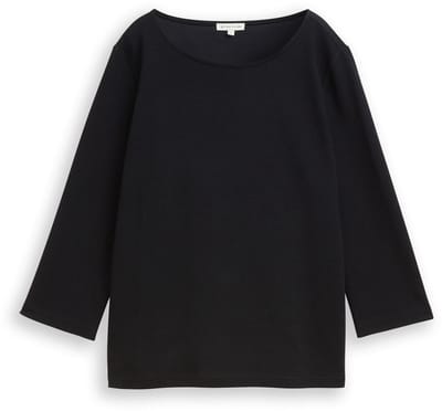 Tom Tailor - Shirt met lange mouwen met ottomanstructuur - Maat S - deep black