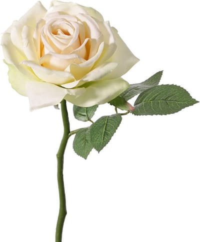 Top Art Kunstbloem Roos de luxe - creme wit - 30 cm - kunststof steel - decoratie bloemen