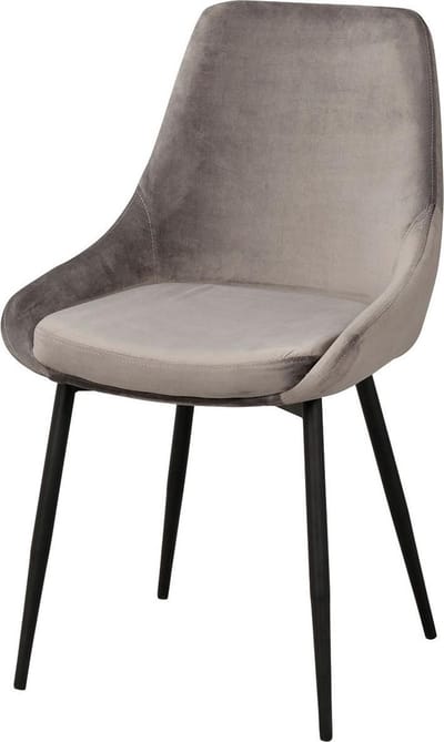 Rowico Home Sierra Eetkamerstoel Grijs - Velvet - Fluweel - Stof - Zwarte Poten - Scandinavisch - Modern