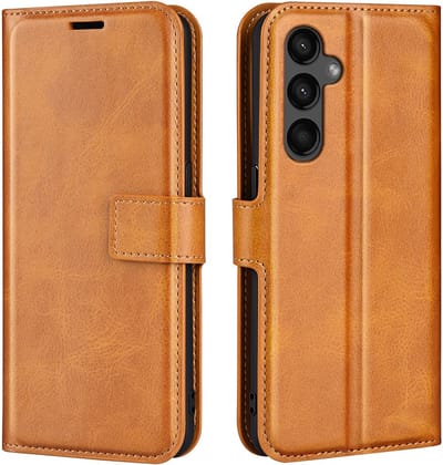Coverup Hoesje - Geschikt voor Samsung Galaxy A15 Hoesje - Coverup Deluxe Book Case - Bruin