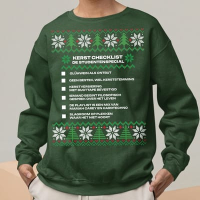 Kerst Trui Groen Kerst Checklist - De Studentenspecial V2 XS
