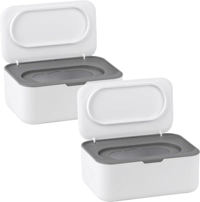 Ynkkvre - Set van 2 Babydoekjes Dispensers - Droge en Natte Tissue Houder - Opbergdoos met Deksel - Houd Natte Doekjes Fris - Luiertas Organizer voor Thuis en Kantoor
