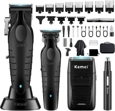 Professionele Draadloze Tondeuse Set voor Heren: Trimmer voor Haar, Baard en Neus