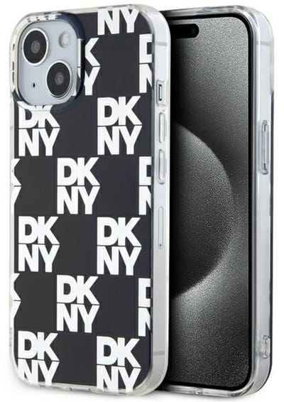 DKNY, Beschermhoes Geschikt voor Apple iPhone 15 met tegelpatroon, Zwart