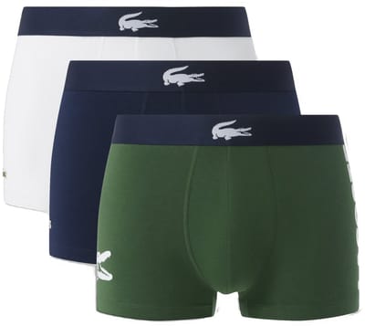 Lacoste Heren Boxershorts Trunks 3-Pack Groen/Donkerblauw/Wit - Maat S