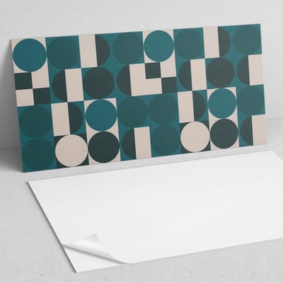 Coloray Wandpanelen Zelfklevend - Geometrie van vormen en figuren PVC Wandpaneel - 100 cm x 50 cm - Turkoois Wandbekleding Zelfklevend - 1 stuk - Abstractie Wandpanelen Zelfklevend - Wandbord Keuken - Wandpaneel Badkamer