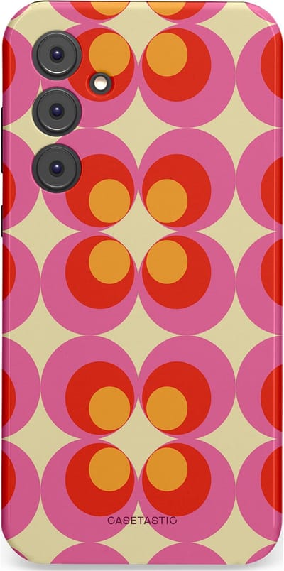 Casetastic hoesje geschikt voor Samsung Galaxy A35 - Dubbellaagse bescherming - Circle boogie - Fashion Case - Roze Rood Zand Okergeel