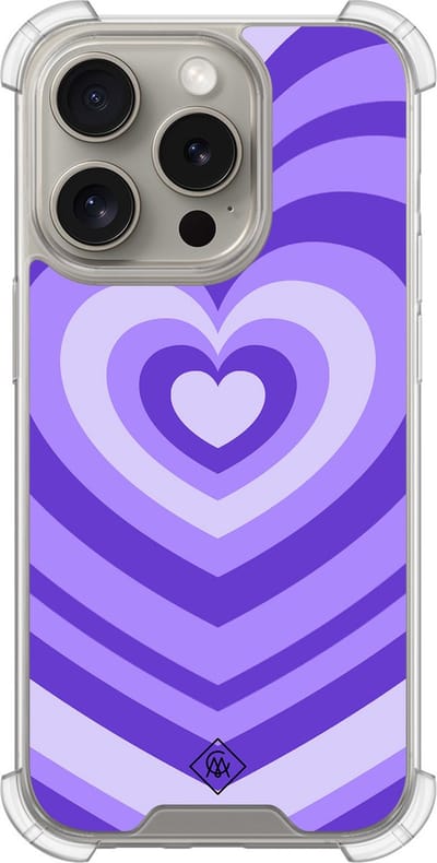Casimoda® hoesje - Geschikt voor iPhone 15 Pro - Hart Swirl Paars - Shockproof case - Extra sterk - TPU/acryl - Paars, Transparant