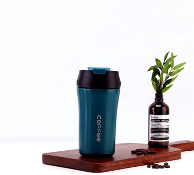 Hbs Rvs Thermosbeker - Drinkfles - Herbruikbare Koffiebeker - 420 Ml - Blauw