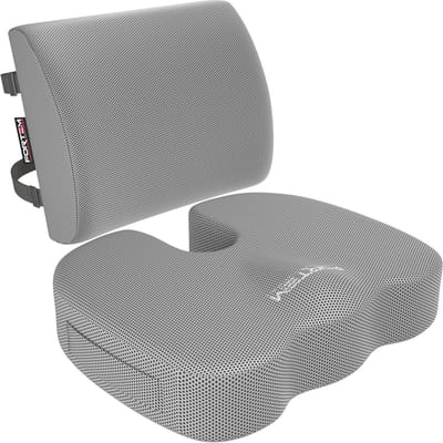 Zitkussen en Lendensteun voor Bureaustoel - Memory Foam Antislip Zit- en Rugsteun voor Gaming en Auto - XL
