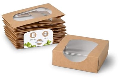 Patisserie dozen - Gebaksdozen met venster - Cadeau verpakken - Composteerbare verpakking - 250 stuks - Bruin