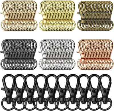 70-delige set draaiklemmen en sleutelhangers met karabijnhaak, ideaal voor sleutels, tassen en accessoires