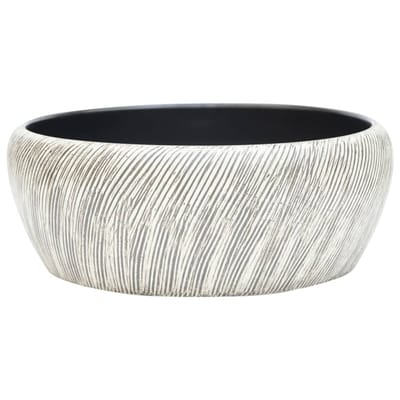 vidaXL - Opzetwasbak - rond - Φ41x14 - cm - keramiek - zwart - en - grijs