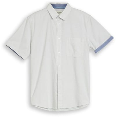 Tom Tailor - Regular fit katoenen overhemd met korte mouwen - Maat XXXL - gardenia white dot structure