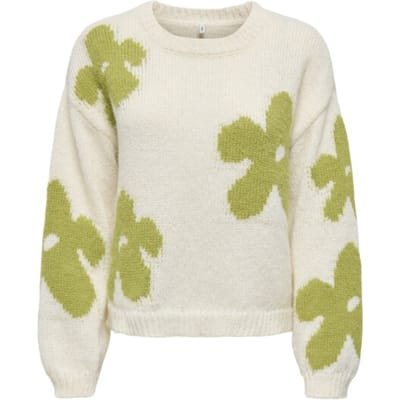 Only Trui Onlbootle Life Ls Flower O-neck Knt 15361111 Baby`s Breath/camping Gear Dames Maat - M