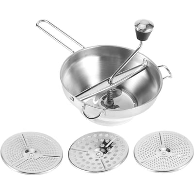 Mixeur Alimentaire Manuel Multifonctionnel en Acier Inoxydable pour Salade, Légumes, Fruits pour Cuisine gray