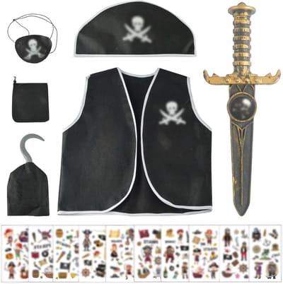 Piratenkostuum voor Kinderen met Accessoires - Compleet Set voor Piraten Rollenspel, Halloween en Verjaardagsfeestjes