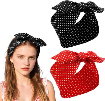 Ronde Haarband met Metalen Draad in Retro Stijl met Rood/Witte Stippen - Perfect voor Rockabilly, Vintage Look en Haaraccessoires