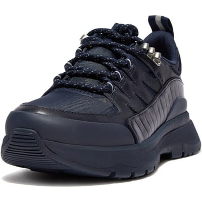 FitFlop Neo-D-Hyker outdoor sneakers van leder-mix BLAUW - Maat 36