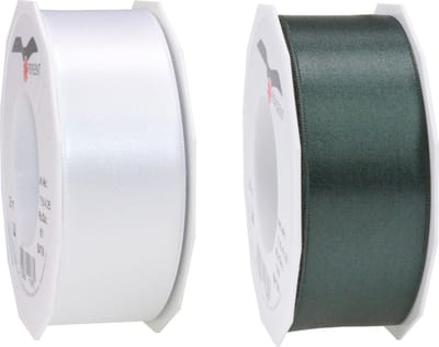 Glorex hobby - Satijn cadeau sierlint - donkergroen en wit - 25 meter x 4 cm