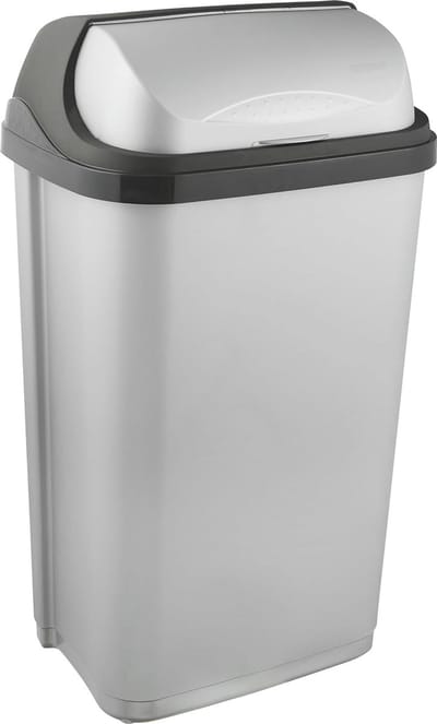 Afvalbak met Klapdeksel - 50 L - Zilver