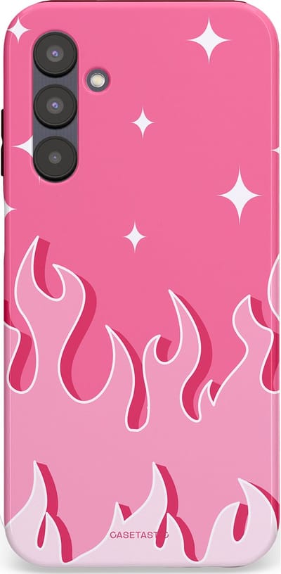 Casetastic Hoesje Geschikt voor Samsung A25 - Stijlvolle Beschermende Duo-layer Case - Roze Vlammen