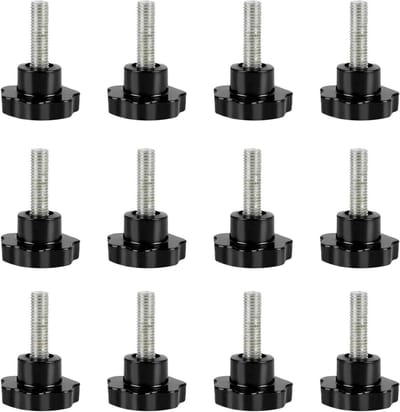 M6 x 40 mm Clamp Knobs - Set van 12 Stervormige Klemknoppen voor Machines en Industrie, Zwart Kunststof, Verstelbare Klemschroeven