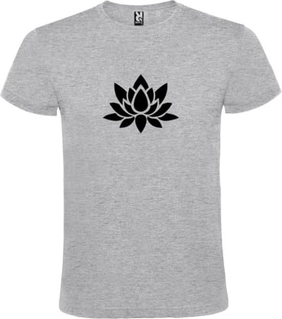 Grijs  T shirt met  print van "Lotusbloem " print Zwart size XS