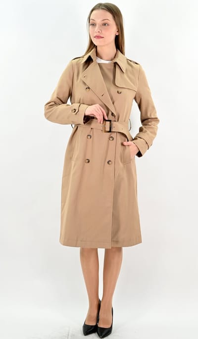 YesMooi - Waterafstotende lange trenchcoat - Water repellent - Camel - XXL (44)