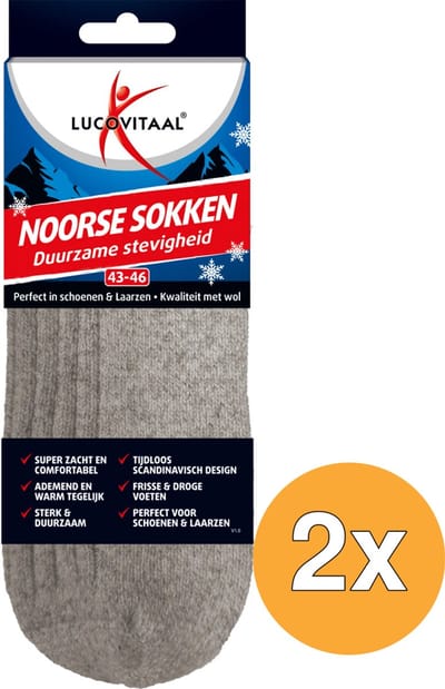 2x Lucovitaal Noorse sokken 43-46 (1 paar)