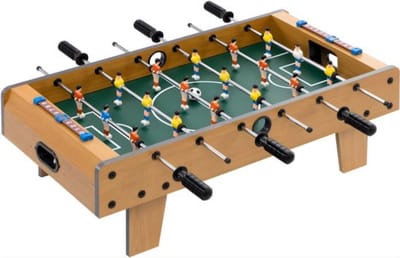 Thuys - Mini Tafelvoetbal Naturel Hout - 69x36,5cm - Draagbaar - voor Kinderen en Volwassenen - voor Thuis - Tuin en Onderweg