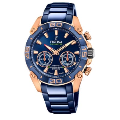 Festina Connected F20549/1 Heren Horloge - Mineraalglas - Roestvrijstaal/Staal - Rosé goudkleurig - Ø 45.5 mm - Quartz - Vouw/Vlindersluiting
