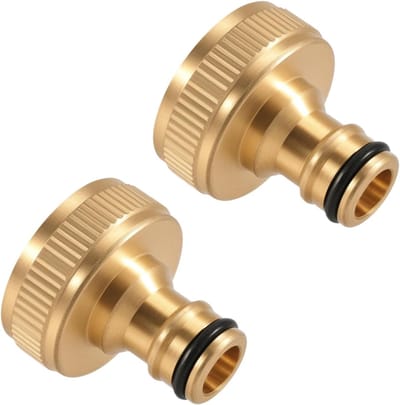 Twee Messing Kraanconnectoren, 1 Inch Vrouwelijke Draad voor Tuinslang Aansluitingen, Snelkoppeling voor Tuinwater, Geschikt voor Tuinaccessoires en Irrigatiesystemen