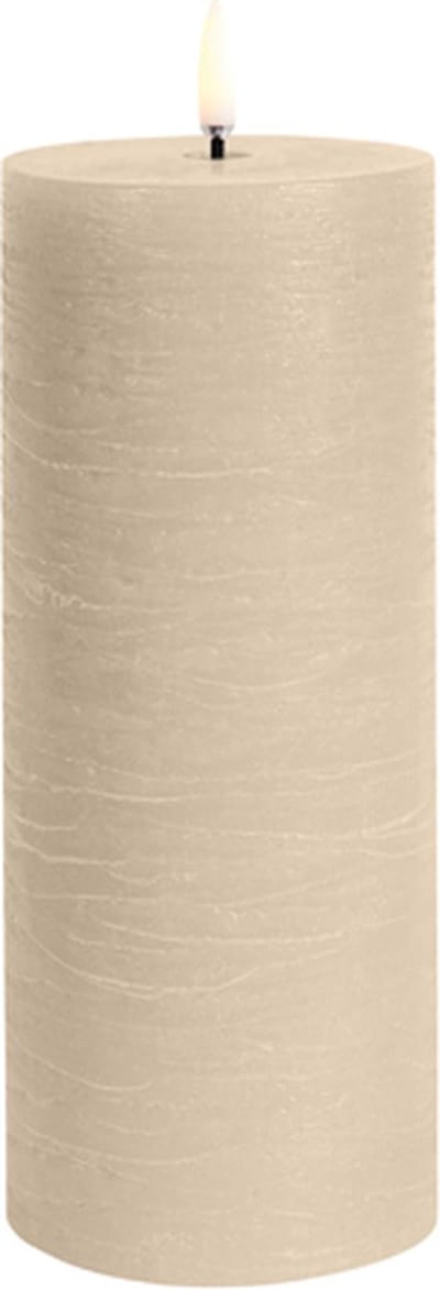 Led Kaars BEIGE Uyuni - BEIGE Led kaars - 3D VLAM - LED BEIGE Pillar Candle - 7,8 cm x Hoogte 20 cm