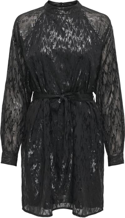 ONLY ONLMIRA L/S HIGHNECK DRESS PTM Dames Jurk - Black Mira Zig Zag Foil