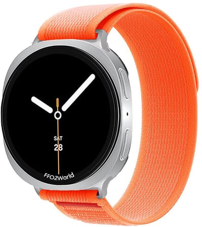 Stravo Trail Loop Nylon Sport bandje - Geschikt voor Samsung Galaxy Watch 9 (40/44mm) / Watch 8 (40/44mm) / 8 Classic (46mm) - Oranje - Zachte nylon horlogeband met klittenbandje voor Samsung smartwatch