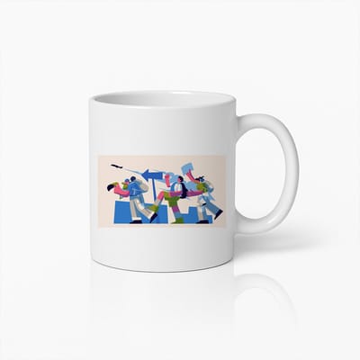 Abstracte Kunst Dans Mok – Levendige Moderne Illustratie Koffiebeker voor Kunstliefhebbers & Creatievelingen