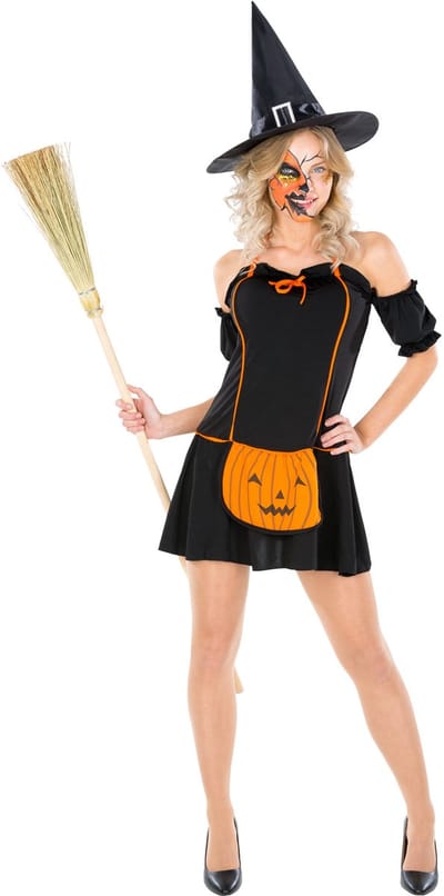 dressforfun - vrouwenkostuum Pumpkin-Witch XL - verkleedkleding kostuum halloween verkleden feestkleding carnavalskleding carnaval feestkledij partykleding - 300132