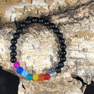GoedeDoelen.Shop | Armband Over The Rainbow Silver M | Gedenk Armband | Statement Armband | Natuurstenen Armband | Rainbow Armband | Herdenkingsarmband | Dierenwelzijn | Polsmaat Tot 18 cm! | Uniek | Handgemaakt | Wellness-House