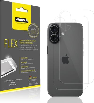dipos – 2x Beschermfolie geschikt voor Apple iPhone 17 Rückseite | 3D Full Cover Screenprotector | 100% Passend
