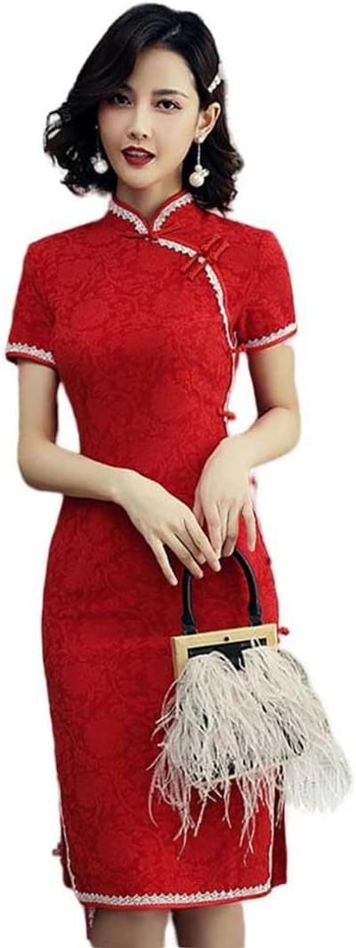 Allecto Plus - Traditionele Cheongsam Jurk met Slanke Pasvorm voor Chinees Nieuwjaarsfeest - Vintage Stijl met Zijsplit