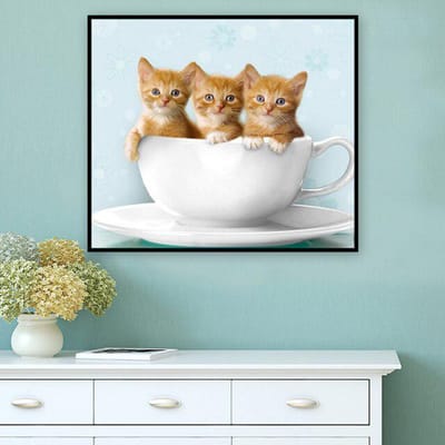 Kits de broderie au point de croix oiseaux  chat  fil de coton peinture broderies 20X30 white
