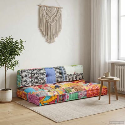 vidaXL - Bankkussen - pallet - stof - patchwork - meerkleurig