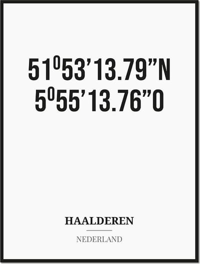 Poster/kaart HAALDEREN met coördinaten
