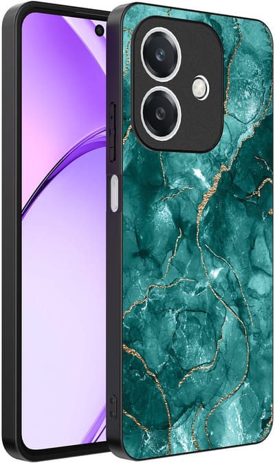 Smartphonica Telefoonhoesje Geschikt voor Oppo A3 - A3X met marmer opdruk - TPU backcover case marble design - Goud Groen geschikt voor Oppo A3;Oppo A3X