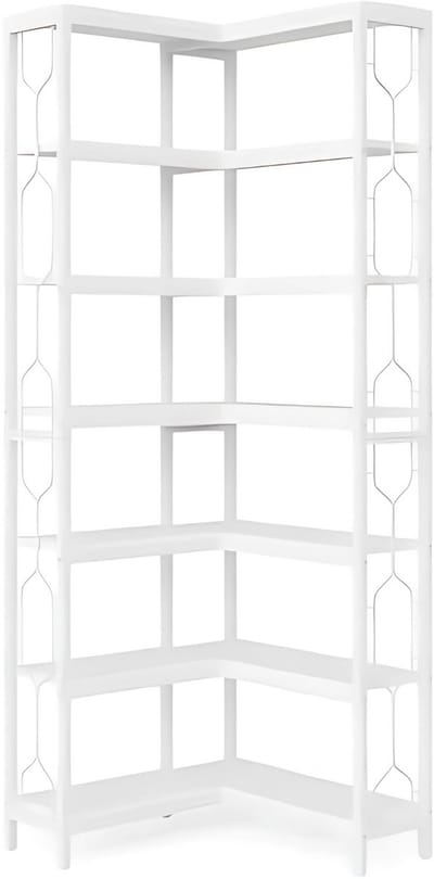 Boekenkast met 7 Lagen - Hoekkast - Wit - Hoekrek - Voor Woonkamer, Slaapkamer of Kantoor