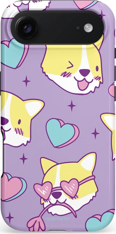 Casetastic hoesje geschikt voor Apple iPhone Air - MagSafe - Dubbellaagse bescherming - Liefde is een Corgi - Fashion Case - Lila Goud Wit Beige