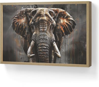 Wandlamp 60x40 cm - Oplaadbaar - Olifant - Watercolor - Wilde dieren - Luxe - Wandlampen binnen woonkamer - Slaapkamer lamp - Decoratieve nachtlamp - Vloerlamp draadloos