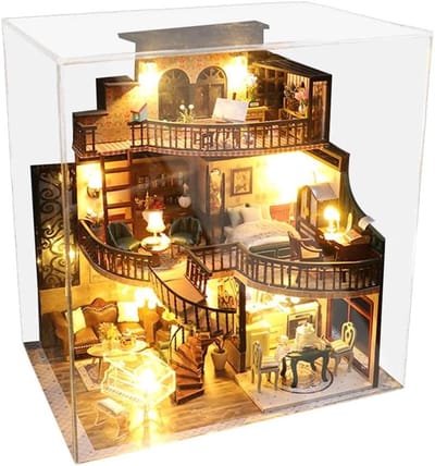Miniatuurhuis Bouwset - Poppenhuis Kit Hout - Creatief Hobby Project - Met LED Verlichting